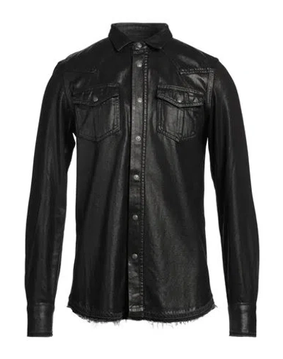 Diesel Man Denim Shirt Black Size L Cotton, Lyocell