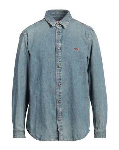 Diesel Man Denim Shirt Blue Size L Cotton