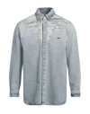 Diesel Stretch Denim Shirt With Coated Yoke In Blue