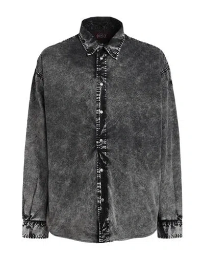 Diesel Man Denim Shirt Grey Size 46 Cotton