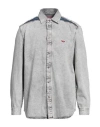 Diesel Man Denim Shirt Grey Size S Cotton In Grey