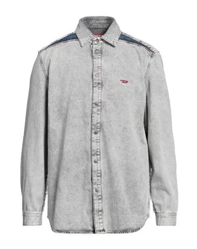 Diesel Man Denim Shirt Grey Size S Cotton