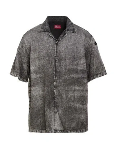 Diesel Man Denim Shirt Grey Size Xl Cotton, Lyocell, Modal