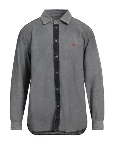 Diesel Man Denim Shirt Steel Grey Size Xxl Cotton