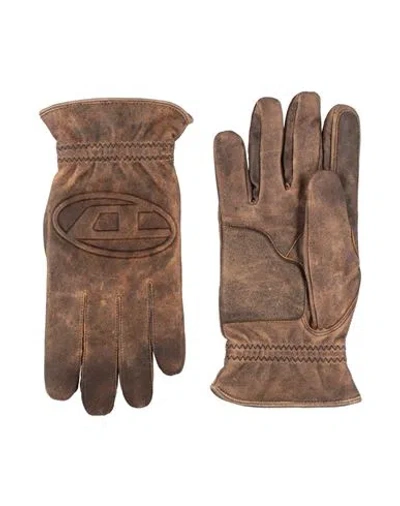 Diesel Man Gloves Brown Size M Sheepskin