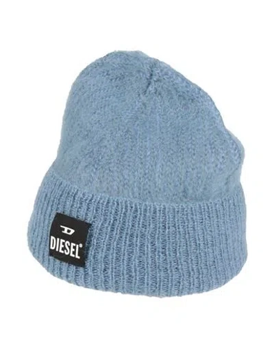 Diesel Man Hat Light Blue Size Onesize Mohair Wool, Nylon, Wool