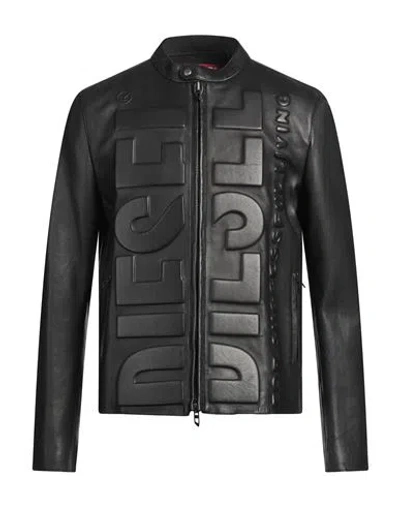 Diesel Man Jacket Black Size 44 Lambskin