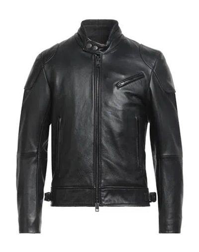 Diesel Man Jacket Black Size 44 Cow Leather