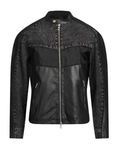 Diesel Man Jacket Black Size 46 Lambskin, Cotton, Nylon