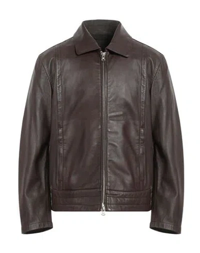 Diesel Man Jacket Cocoa Size 44 Lambskin In Brown