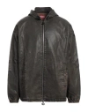 Diesel Man Jacket Dark Brown Size L Cotton, Polyester, Elastane In Brown