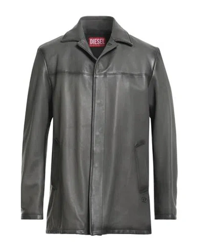 Diesel Man Jacket Grey Size 46 Lambskin In Gray