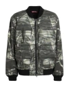 Diesel Man Jacket Military Green Size 46 Polyester, Cotton