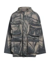 Diesel Man Jacket Taupe Size 46 Polyester, Cotton In Grey