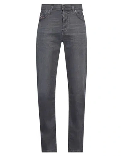 Diesel Man Jeans Charcoal Size 30w-32l Cotton, Elastane, Cow Leather In Grey