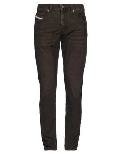 Diesel Man Pants Black Size 34w-32l Cotton, Polyester, Elastane In Brown