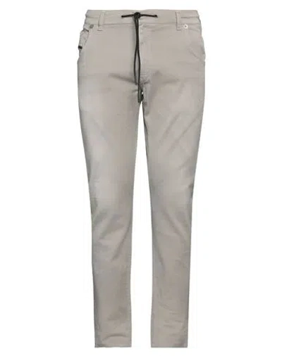 Diesel Man Pants Grey Size 34w-32l Cotton, Polyester, Elastane, Cow Leather