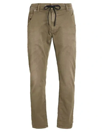 Diesel Man Pants Military Green Size 34w-32l Cotton, Polyester, Elastane, Cow Leather