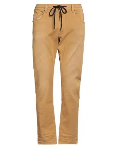 Diesel Man Pants Mustard Size 34 Cotton, Polyester, Elastane In Brown