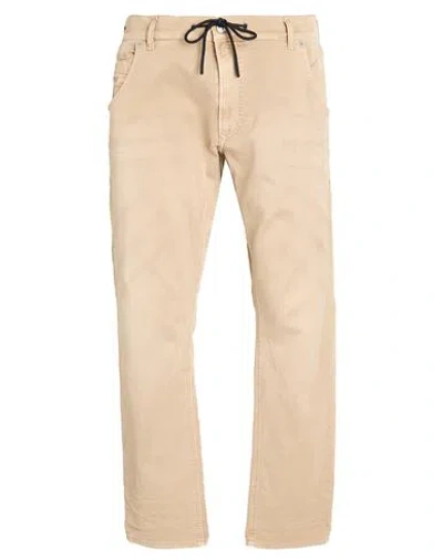 Diesel Man Pants Sand Size 28w-32l Cotton, Polyester, Elastane, Cow Leather