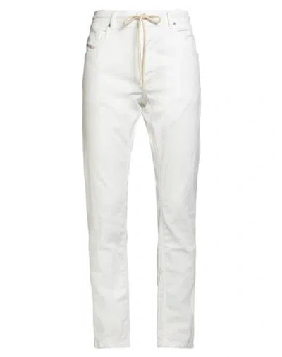 Diesel Man Pants White Size 34 Cotton, Polyester, Elastane