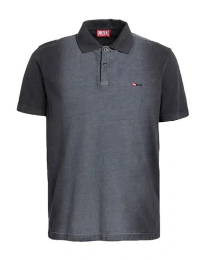 Diesel Man Polo Shirt Lead Size L Cotton In Gray