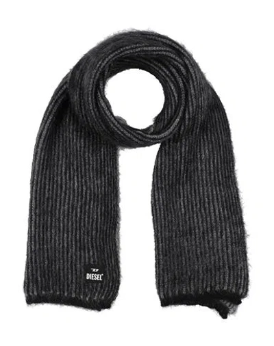 Diesel Man Scarf Black Size - Mohair Wool, Nylon, Wool In Gray