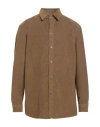 Diesel Man Shirt Brown Size S Cotton, Polyester, Elastane