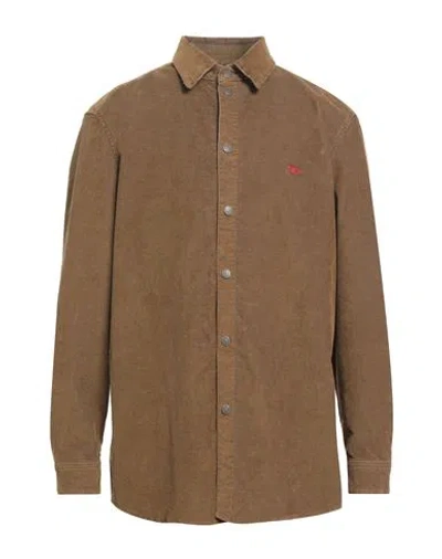 Diesel Man Shirt Brown Size Xxl Cotton, Polyester, Elastane