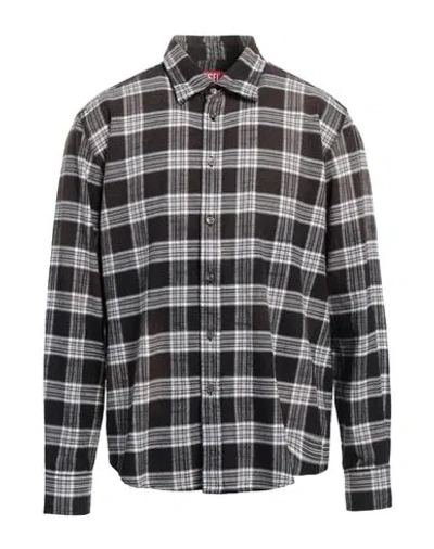 Diesel Man Shirt Dark Brown Size 46 Cotton