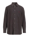 Diesel Man Shirt Dark Brown Size Xxl Cotton, Polyester, Elastane