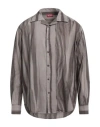 Diesel Man Shirt Grey Size 44 Viscose, Polyamide In Grey