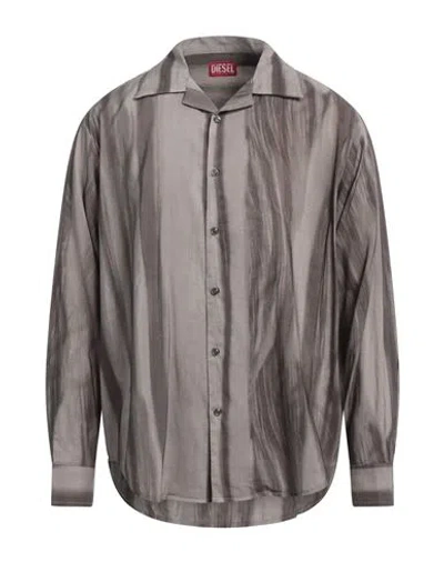 Diesel Man Shirt Grey Size 44 Viscose, Polyamide