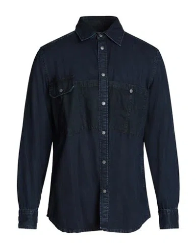 Diesel Man Shirt Navy Blue Size Xxl Lyocell