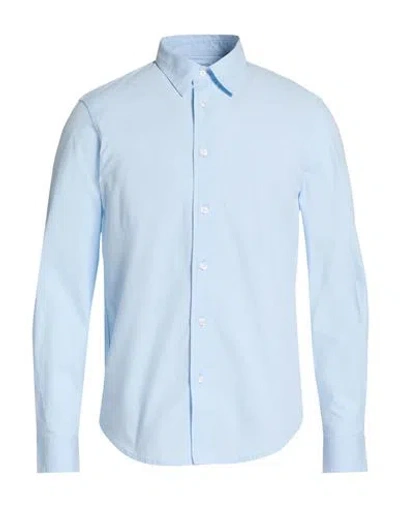 Diesel Man Shirt Sky Blue Size 46 Cotton, Elastane