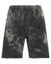 Diesel Distressed Acid-wash Cotton Shorts In Black