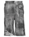 Diesel Distressed Knee Length Shorts With Elastic Waistband In Grey