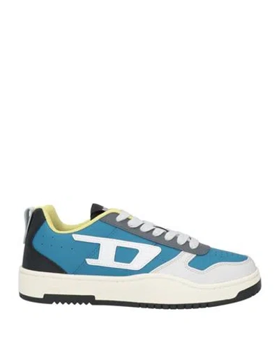 Diesel Man Sneakers Azure Size 10 Calfskin In Blue
