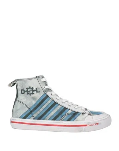 Diesel Man Sneakers Azure Size 10 Polyester In Gray