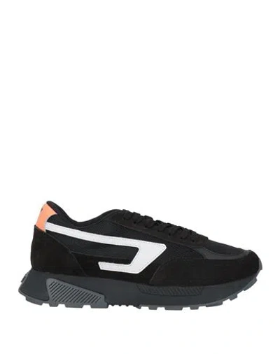DIESEL DIESEL MAN SNEAKERS BLACK SIZE 10 CALFSKIN, POLYESTER