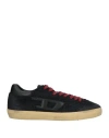 Diesel Man Sneakers Black Size 10 Cow Leather, Textile Fibers