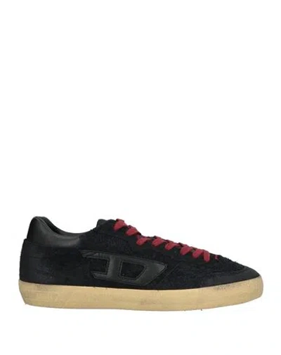 Diesel Man Sneakers Black Size 10 Cow Leather, Textile Fibers