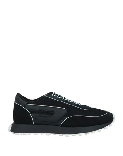 Diesel Man Sneakers Black Size 10.5 Leather, Textile Fibers