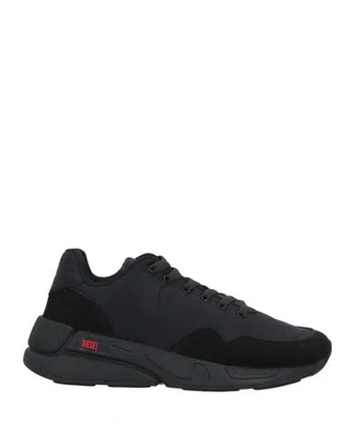 Diesel Man Sneakers Black Size 9 Polyamide, Leather In Black