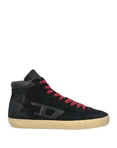Diesel Man Sneakers Black Size 7.5 Cow Leather, Polyester
