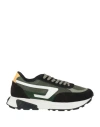 Diesel Man Sneakers Military Green Size 10 Calfskin, Polyester In Green