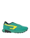 Diesel Man Sneakers Emerald Green Size 10 Calfskin, Polyester
