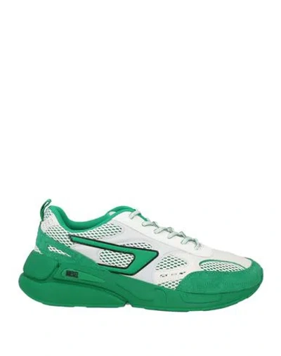 Diesel Man Sneakers Green Size 10 Polyester, Leather