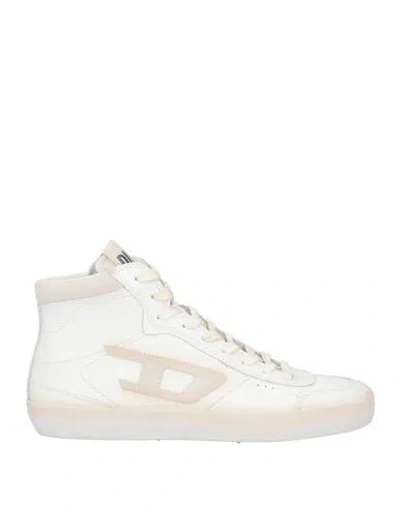 Diesel Man Sneakers Ivory Size 10 Cow Leather In White