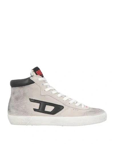 Diesel Man Sneakers Light Grey Size 10 Cow Leather, Polyester